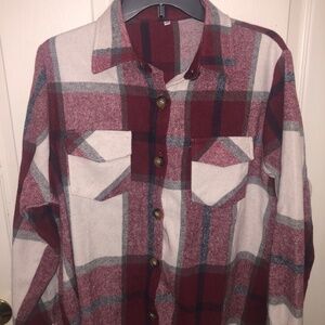 Plaid print button front pocket longsleeves collared fitted jacket